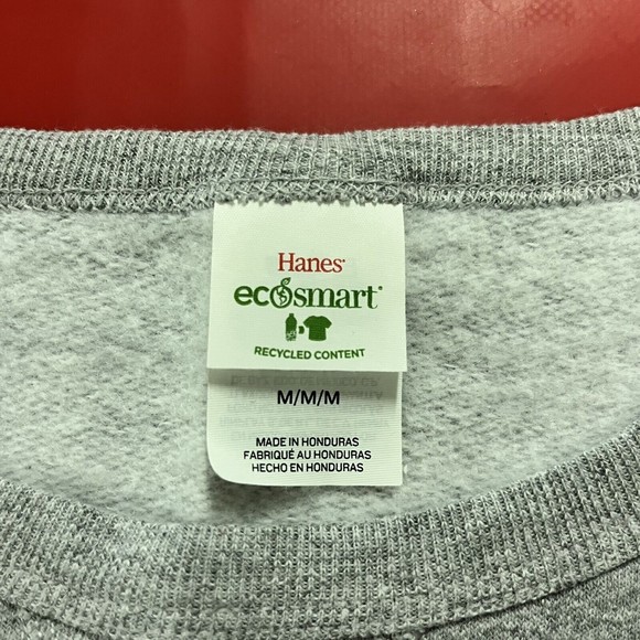 Hanes EcoSmart Disney Mickey Mouse Crewneck Gray Sweatshirt Womens Sz M Patches - Picture 4 of 6
